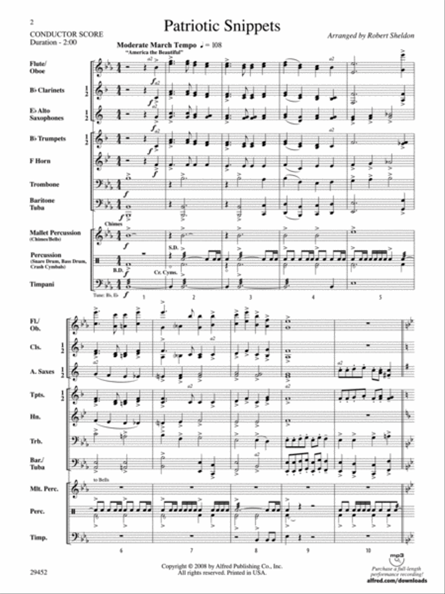 Patriotic Snippets Concert Band scores gallery preview page 2