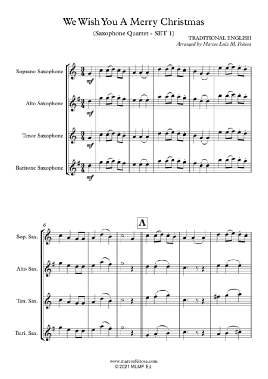 We Wish You A Merry Christmas - Saxophone Quartet (SET 1) Saxophone Quartet scores gallery preview page 3
