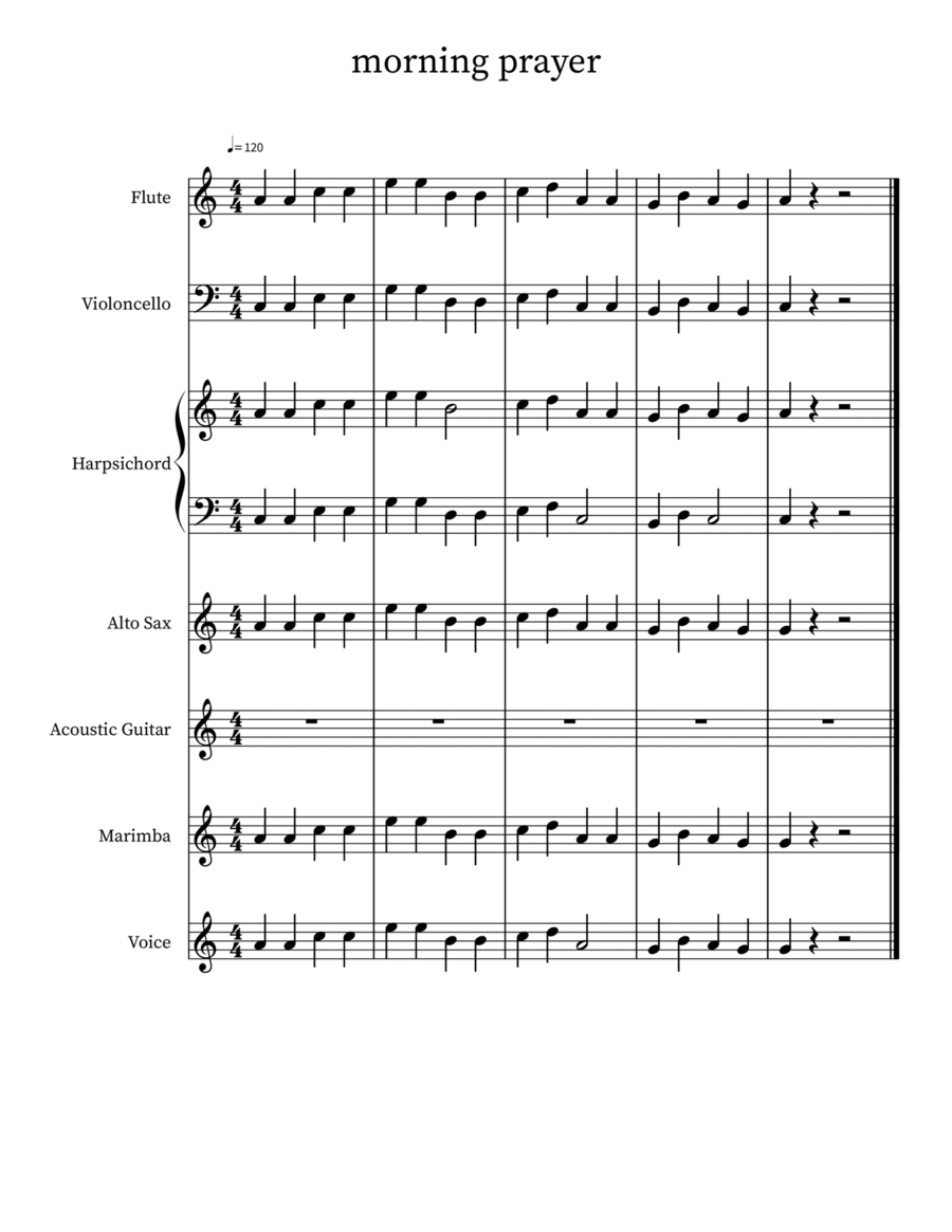 morning prayer A Cappella scores gallery preview page 1