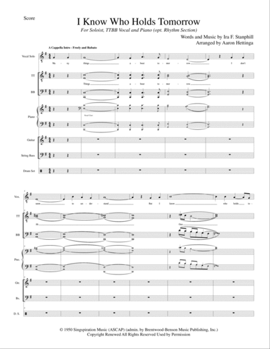 I Know Who Holds Tomorrow A Cappella scores gallery preview page 3
