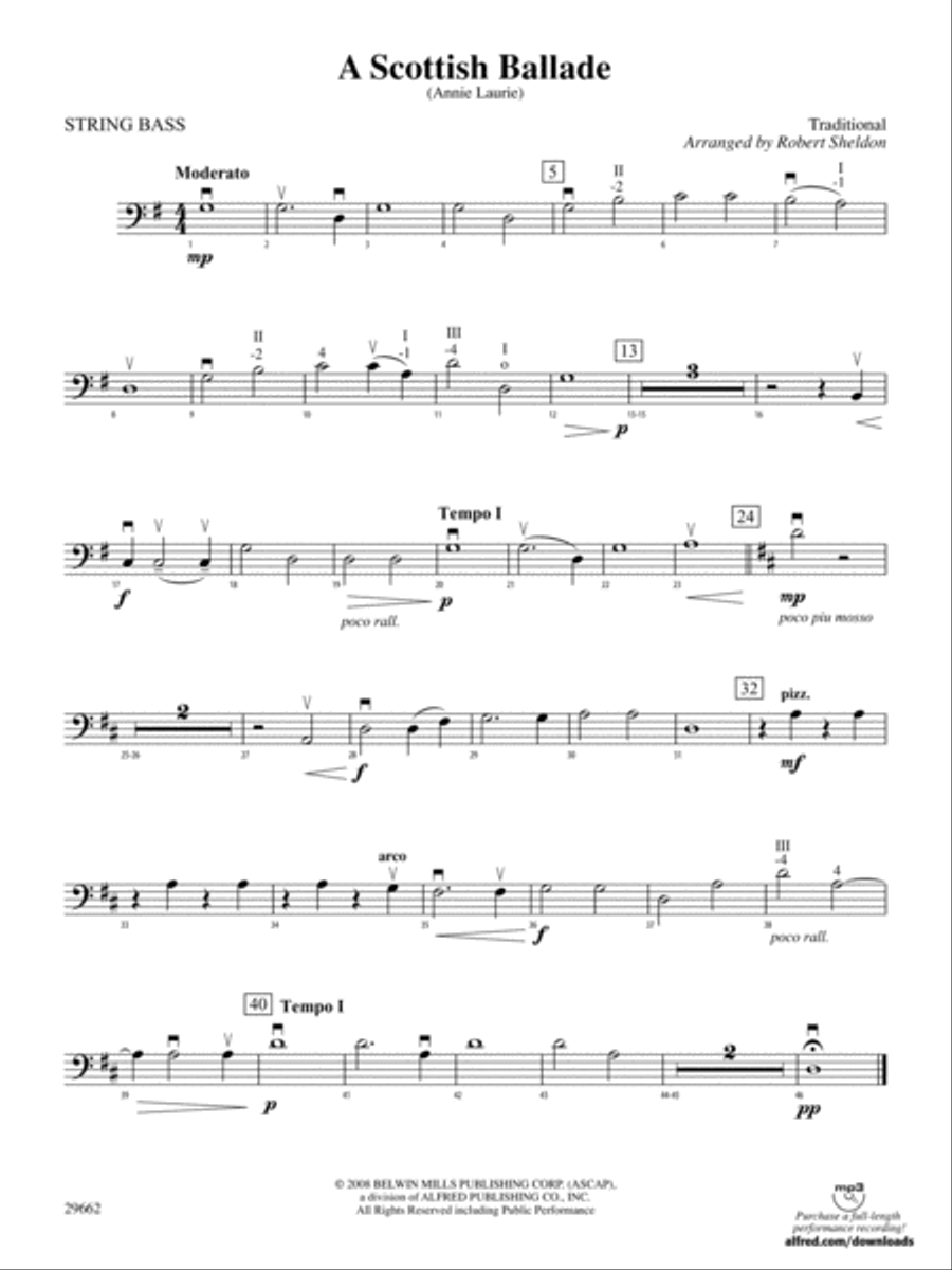 A Scottish Ballade (Annie Laurie): String Bass String Orchestra scores gallery preview page 1