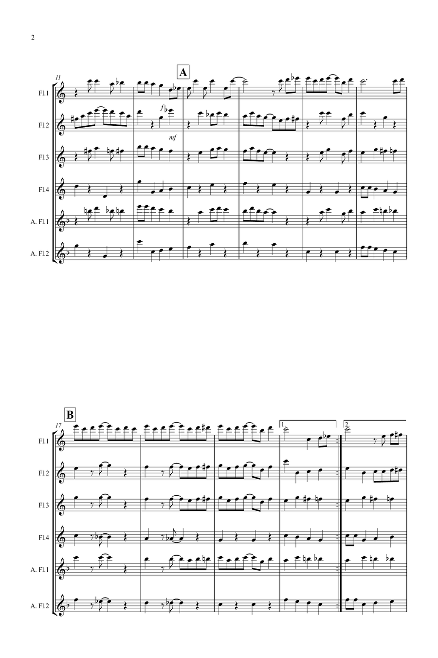 The Entertainer for Flute Quartet Flute Quartet scores gallery preview page 2
