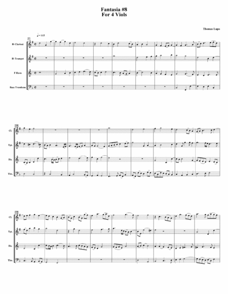 Fantasia #8 For 4 Viols - for Wind Quartet image number null