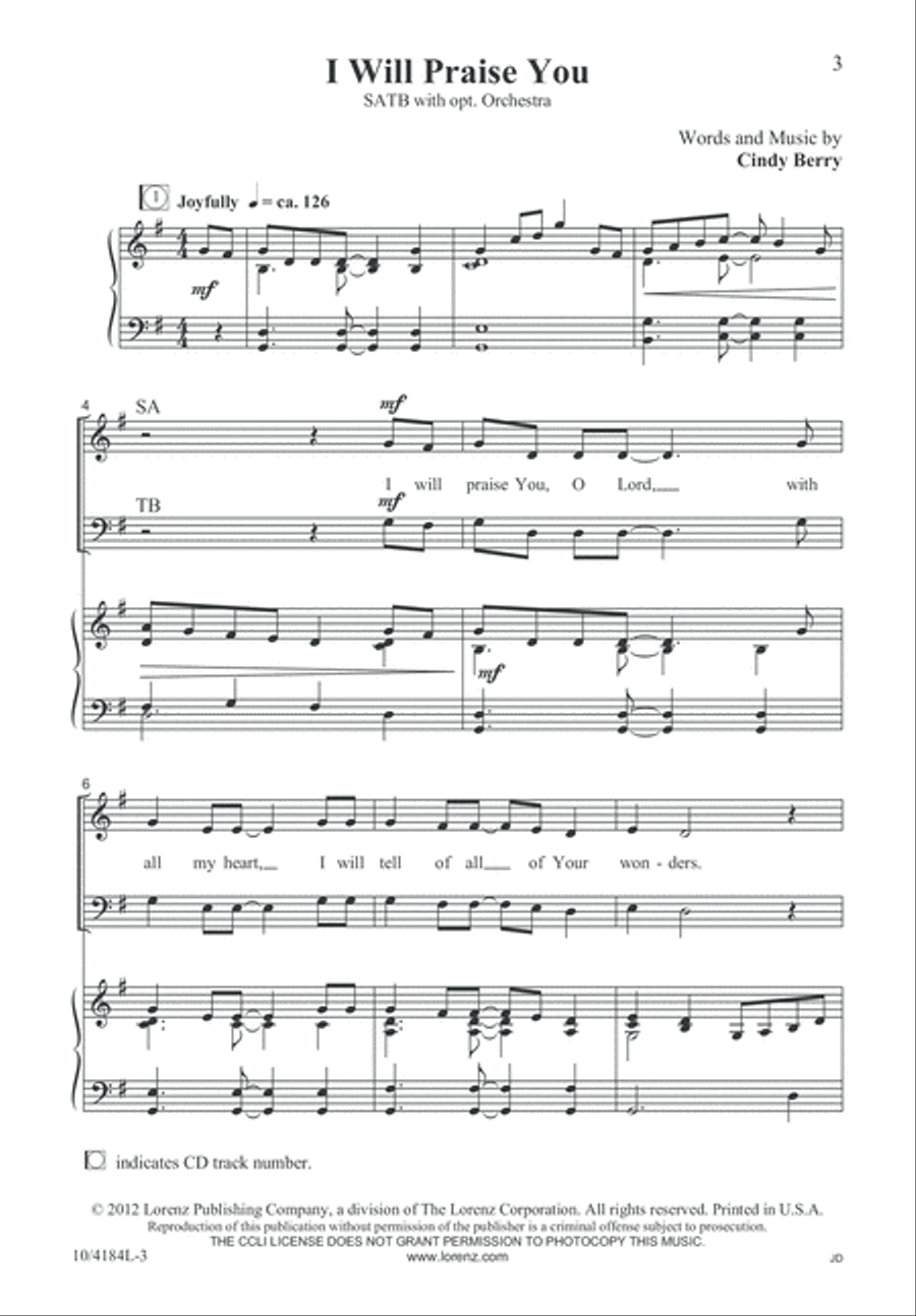 I Will Praise You I Will Praise You 4-Part scores gallery preview page 3