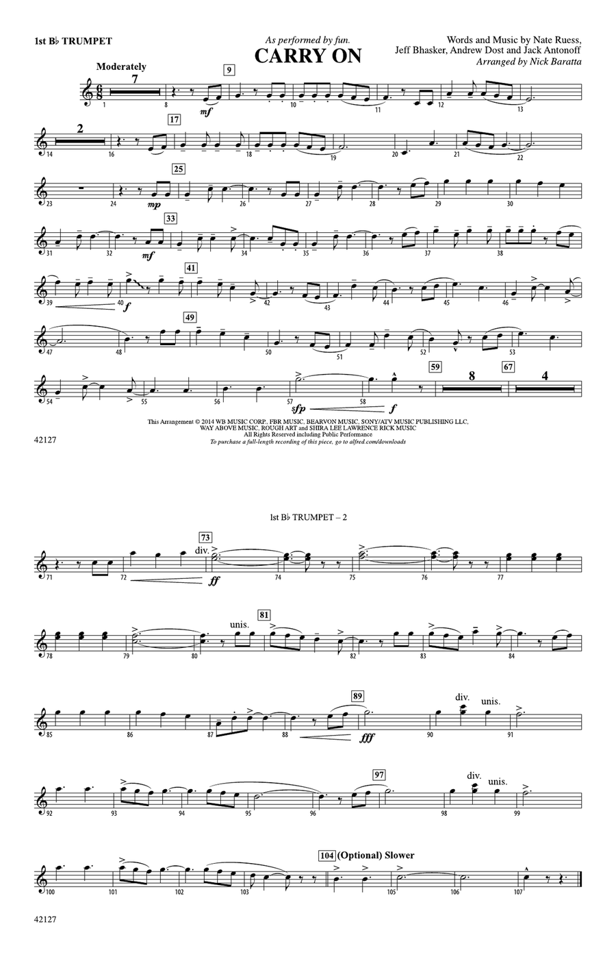 Carry On: 1st B-flat Trumpet