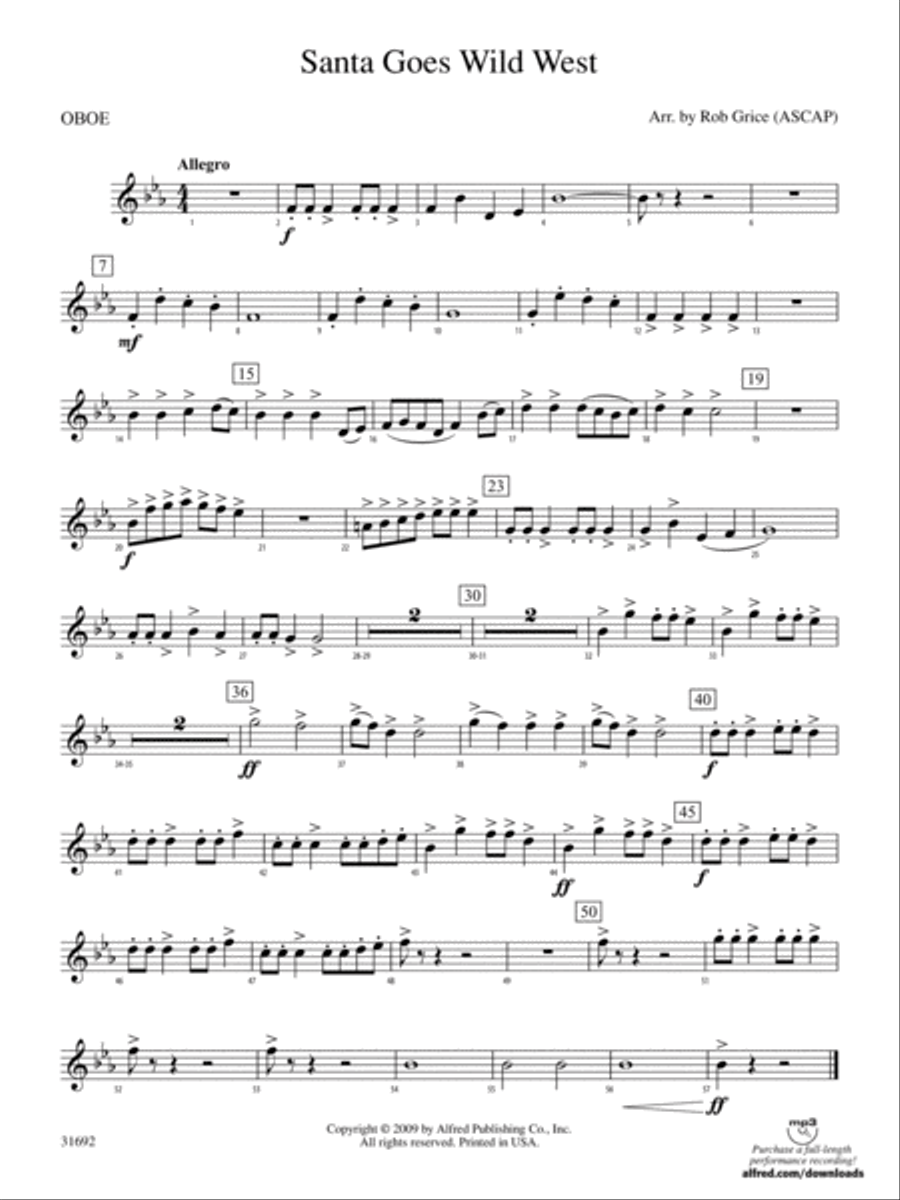 Santa Goes Wild West: Oboe Concert Band scores gallery preview page 1