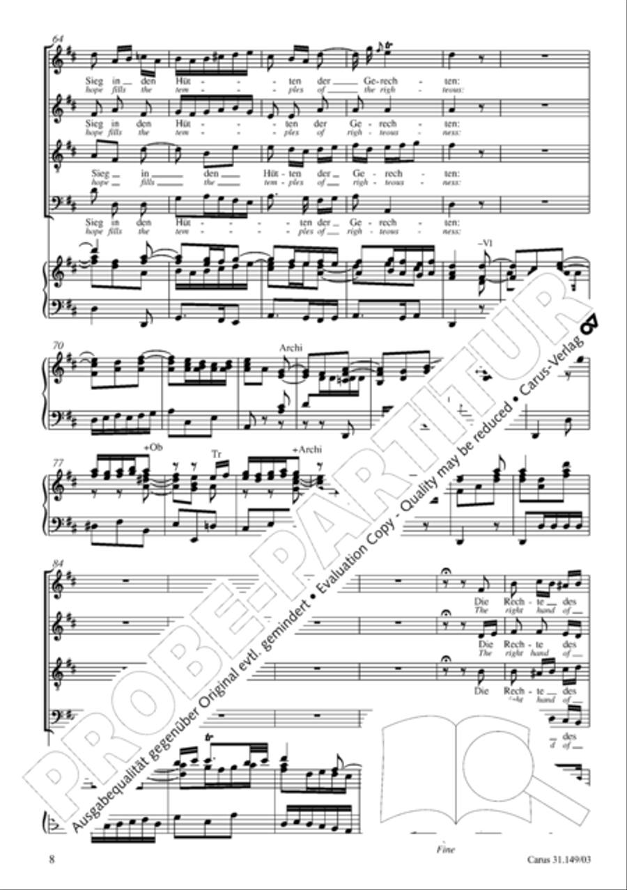 The voice of rejoicing and hope (Man singet mit Freuden vom Sieg) 4-Part scores gallery preview page 9