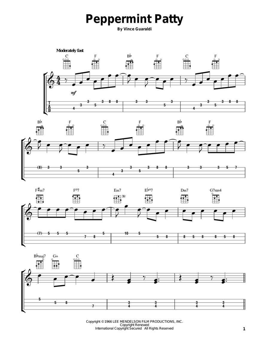 Peppermint Patty Ukulele scores gallery preview page 1