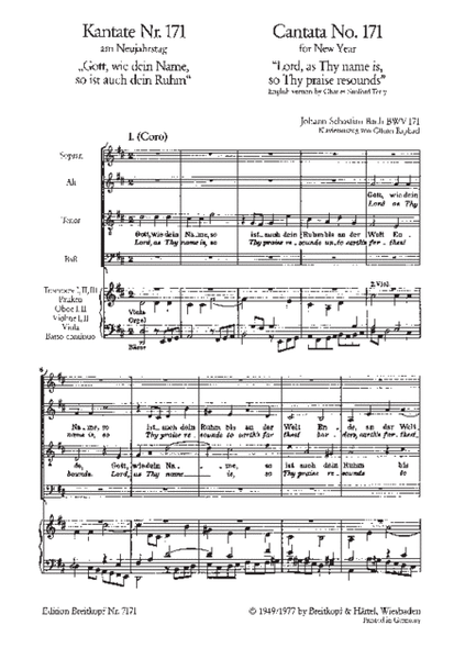 Cantata BWV 171 "Lord, as Thy name is, so Thy praise resounds"