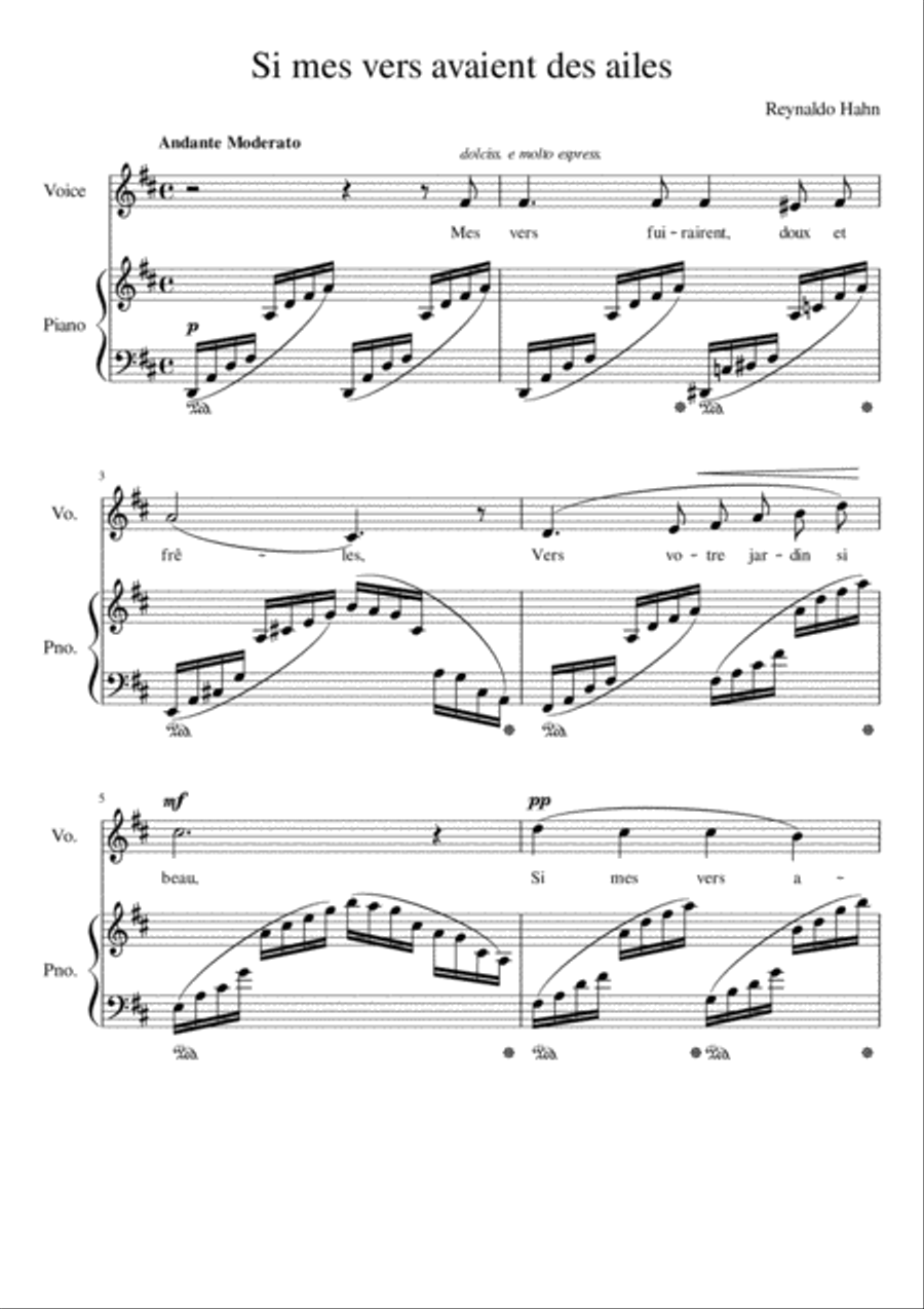 Si mes vers avaient des ailes - D Major Voice Solo scores gallery preview page 2