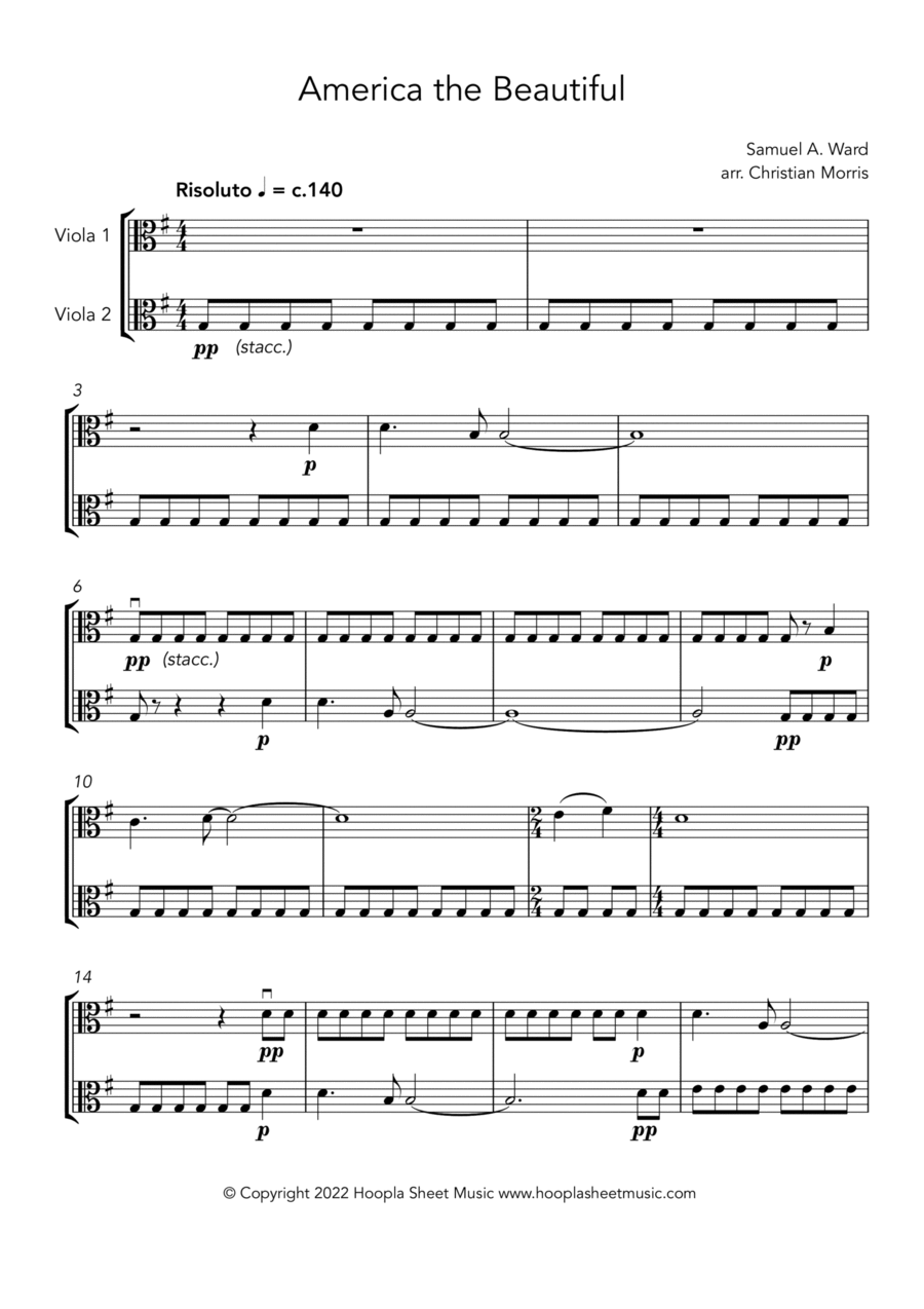 America the Beautiful (Fantasy) String Duet scores gallery preview page 1