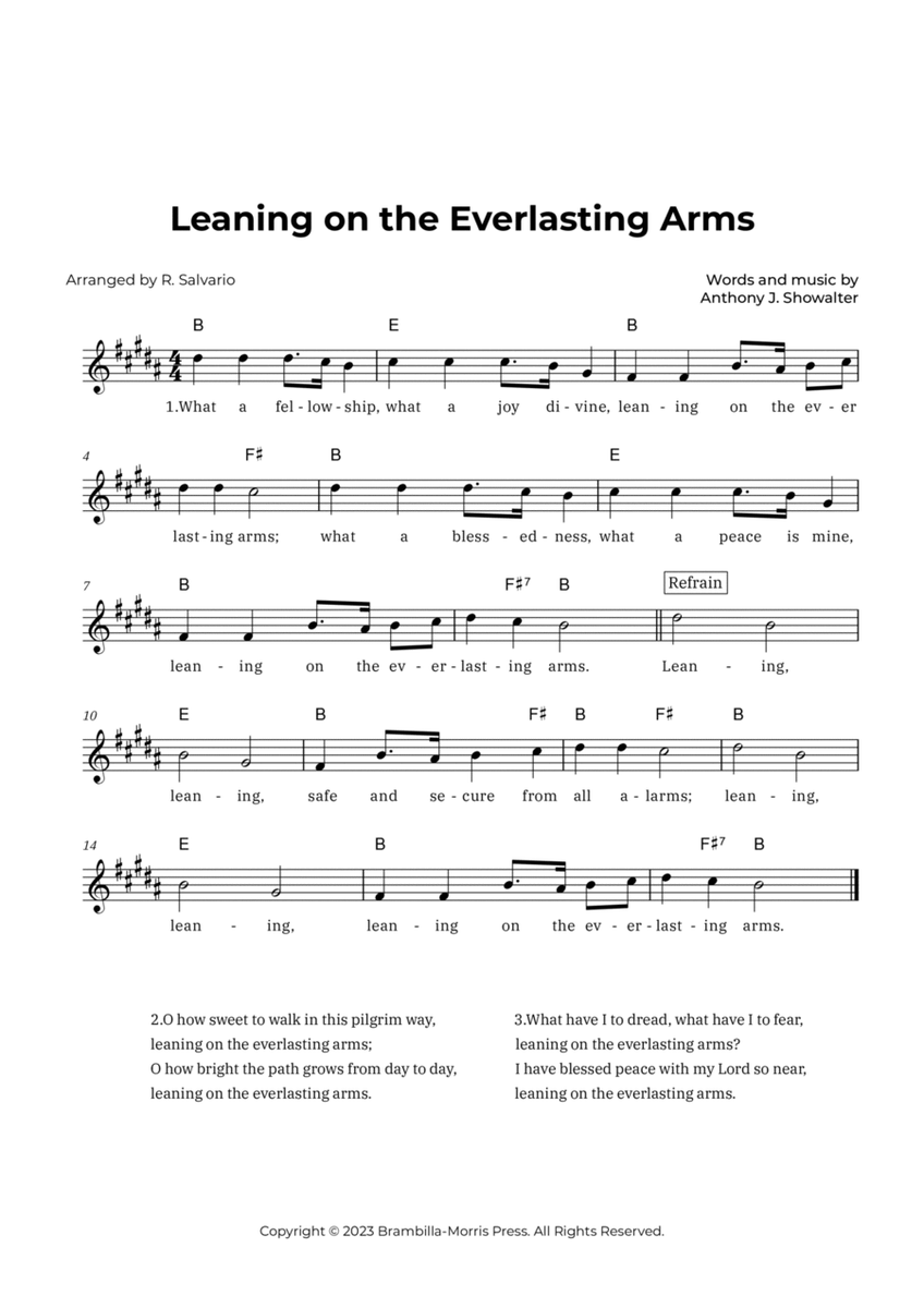 Leaning on the Everlasting Arms (Key of B Major) image number null