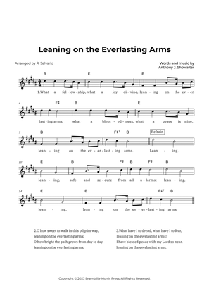 Book cover for Leaning on the Everlasting Arms (Key of B Major)