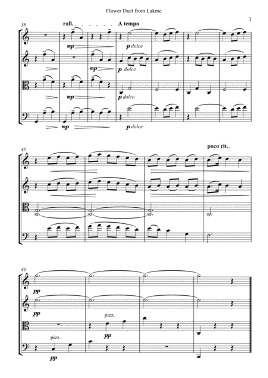 Flower Duet - Lakme (String Quartet) String Quartet scores gallery preview page 3