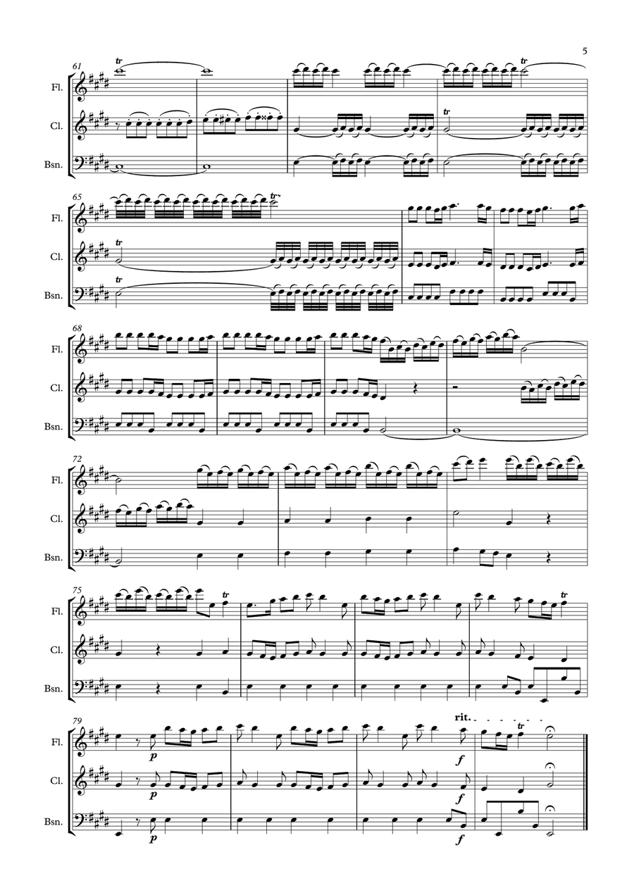 A. Vivaldi, Spring, 1st movement Woodwind Trio scores gallery preview page 5