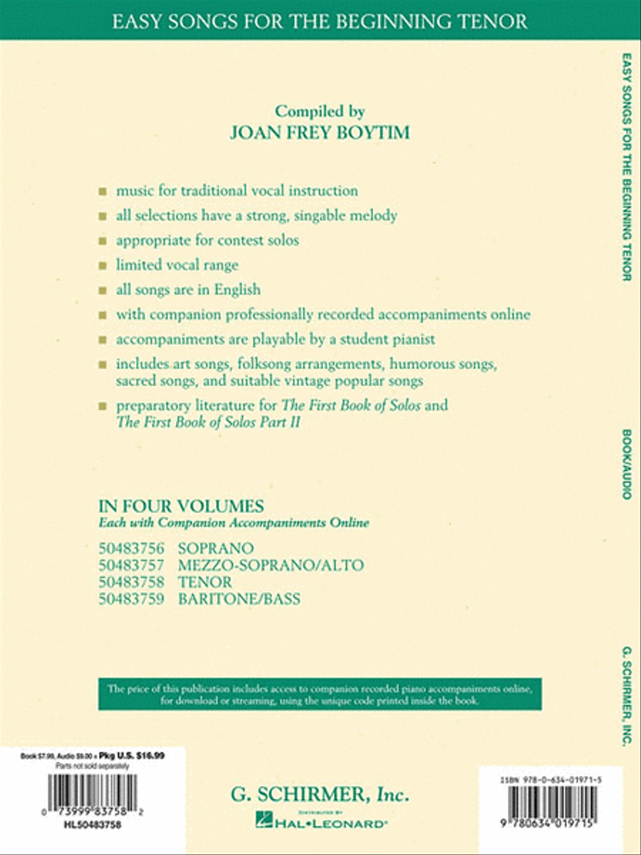 Easy Songs for the Beginning Tenor Voice scores gallery preview page 2