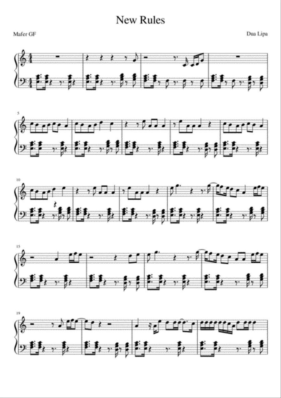 New Rules Piano Solo scores gallery preview page 1