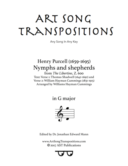 PURCELL: Nymphs and shepherds (transposed to G major)