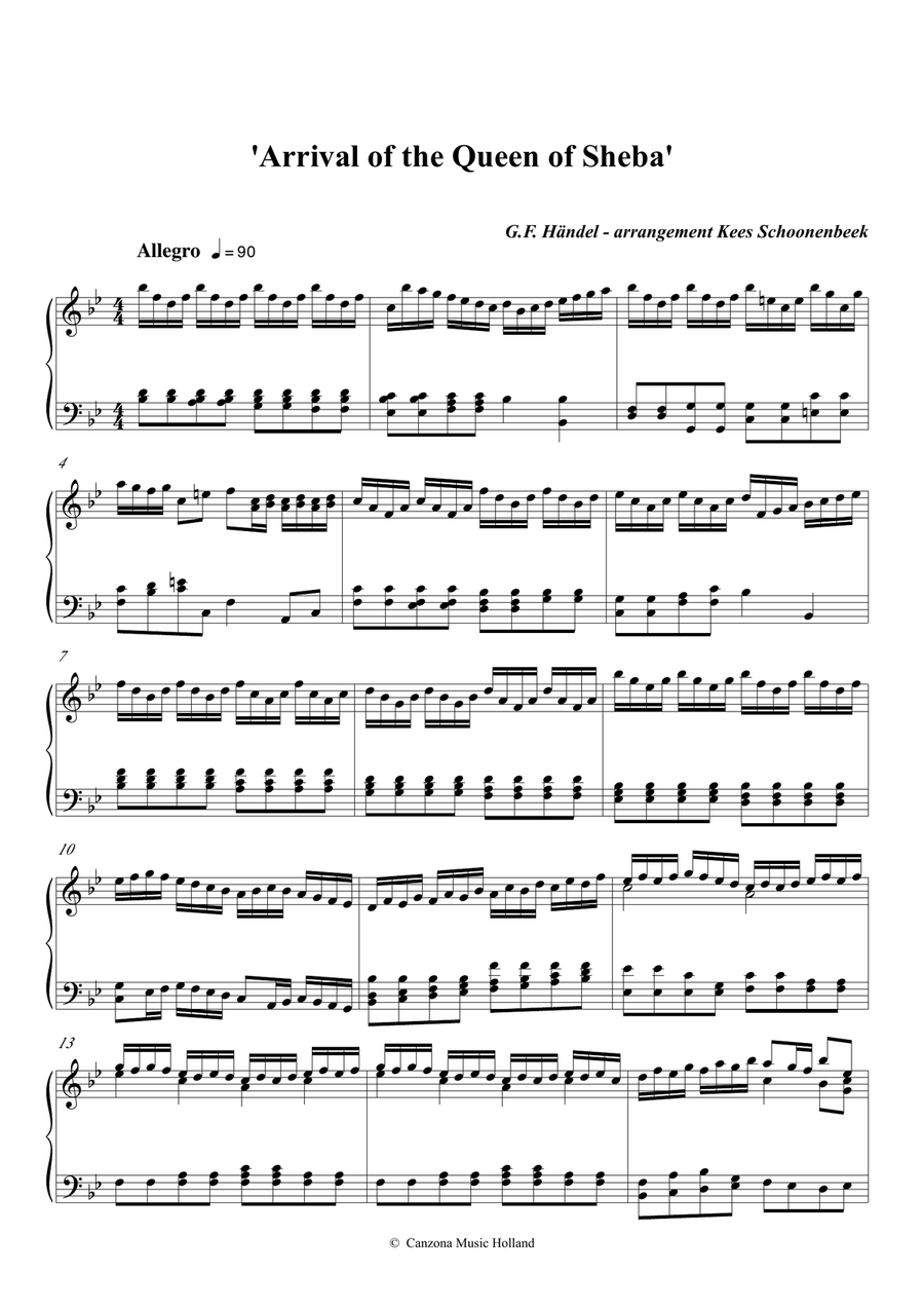 Arrival of the queen of Sheba Piano Solo scores gallery preview page 1