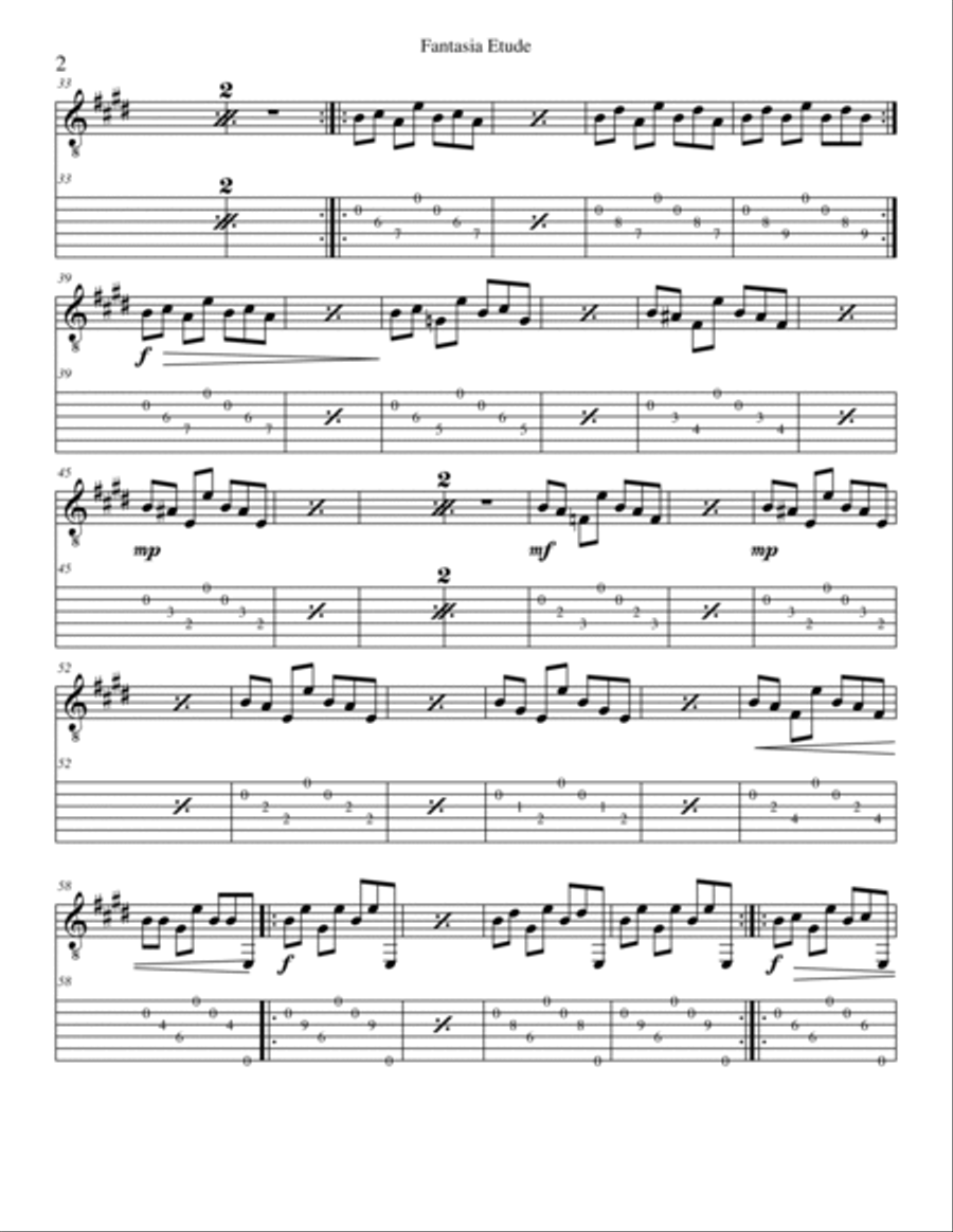 Fantasia Etude Classical Guitar scores gallery preview page 2