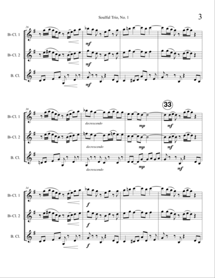 Soulful Trio, No. 1 (2 Bb clarinets and Bb bass clarinet) Woodwind Trio scores gallery preview page 5