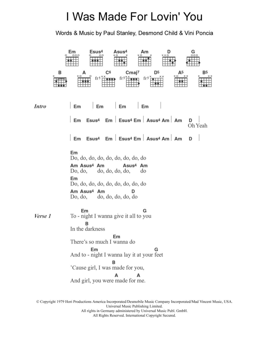 I Was Made For Lovin' You Acoustic Guitar scores gallery preview page 1