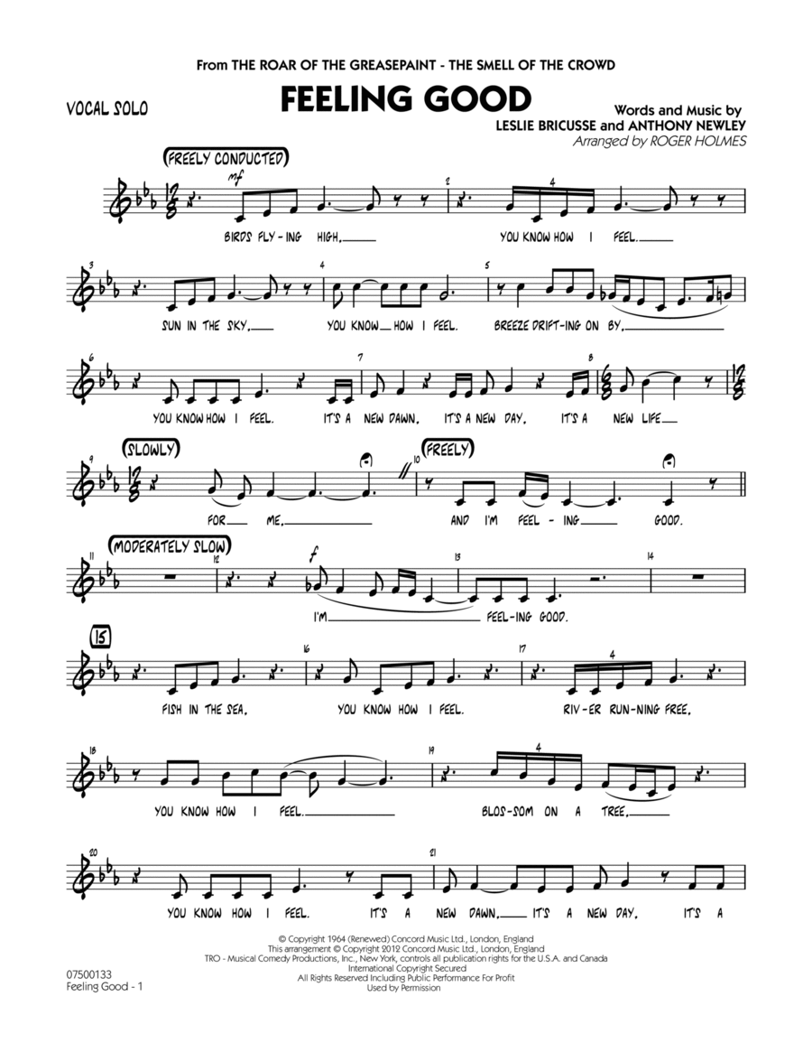 Feeling Good - Vocal Solo Jazz Ensemble scores gallery preview page 1