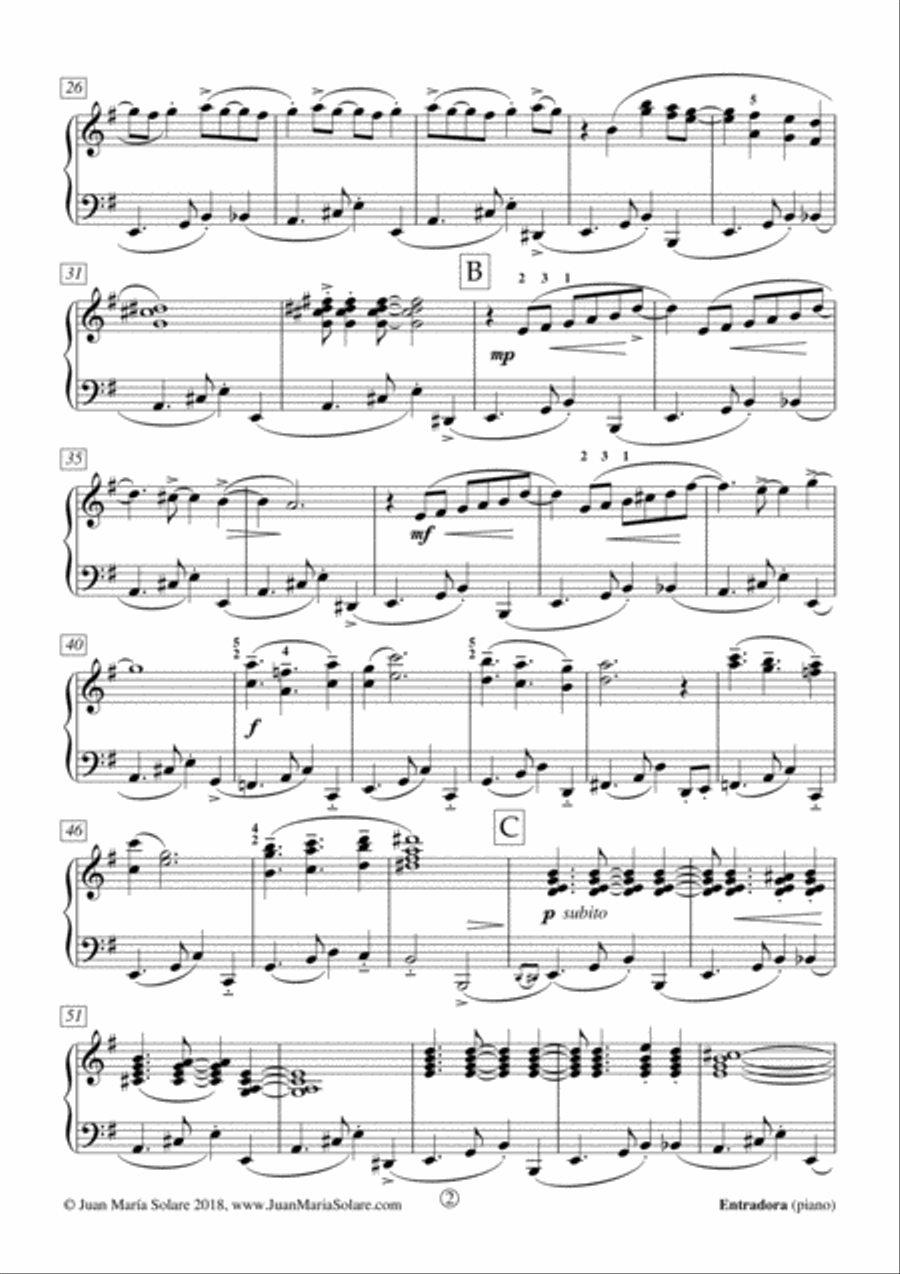 Entradora [piano solo] Piano Solo scores gallery preview page 3