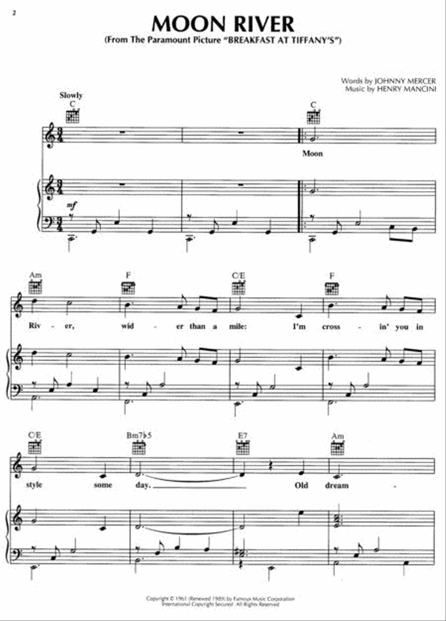 Moon River Moon River Piano, Vocal, Guitar scores gallery preview page 2