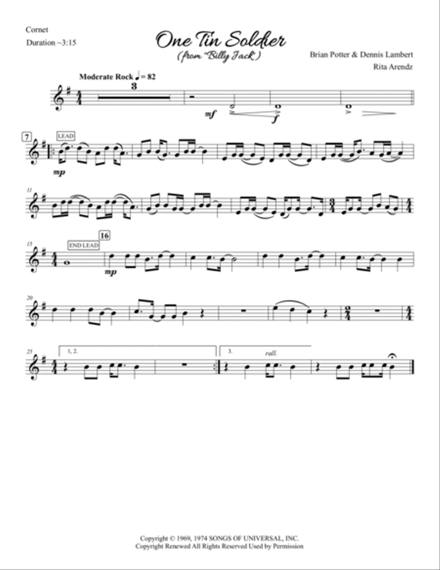 One Tin Soldier Cornet scores gallery preview page 5