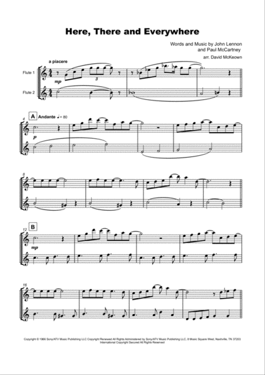 Here, There And Everywhere Flute Duet scores gallery preview page 2