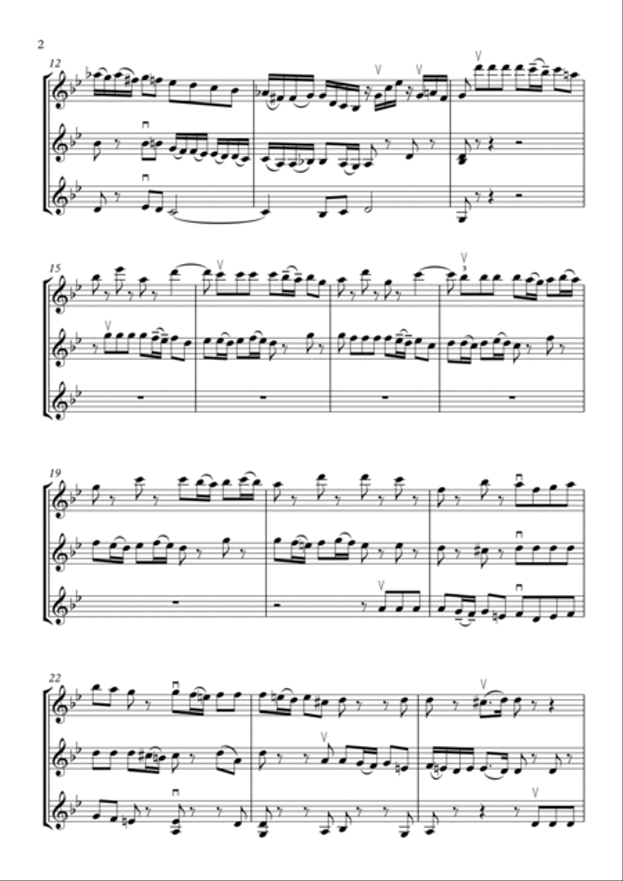 Fugue in G minor (from 3 Sonatas and 3 Partitas for Solo Violin) (BWV 1001) - arranged for 3 violins String Trio scores gallery preview page 2