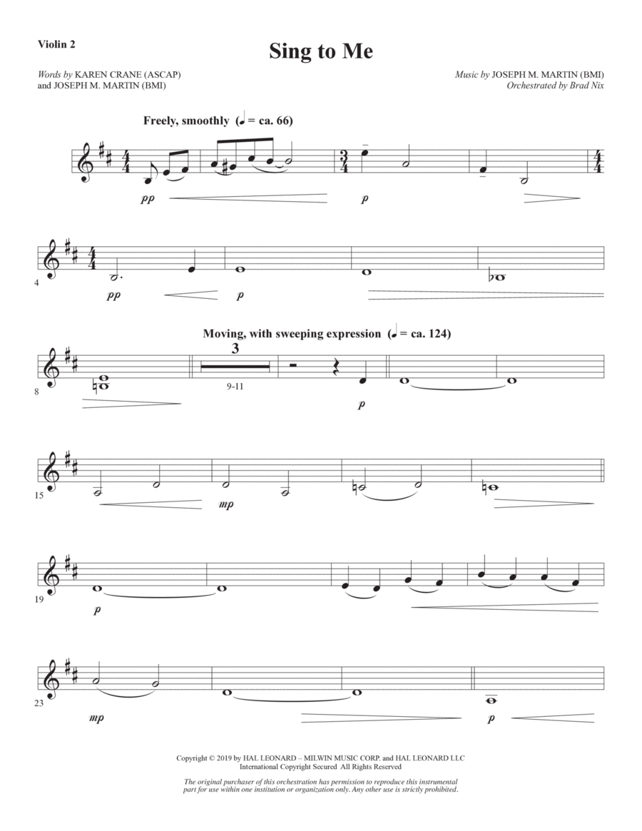 Sing to Me - Violin 2 Choir scores gallery preview page 1