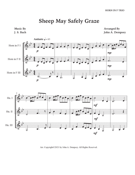 Sheep May Safely Graze (Bach): Horn in F Trio image number null