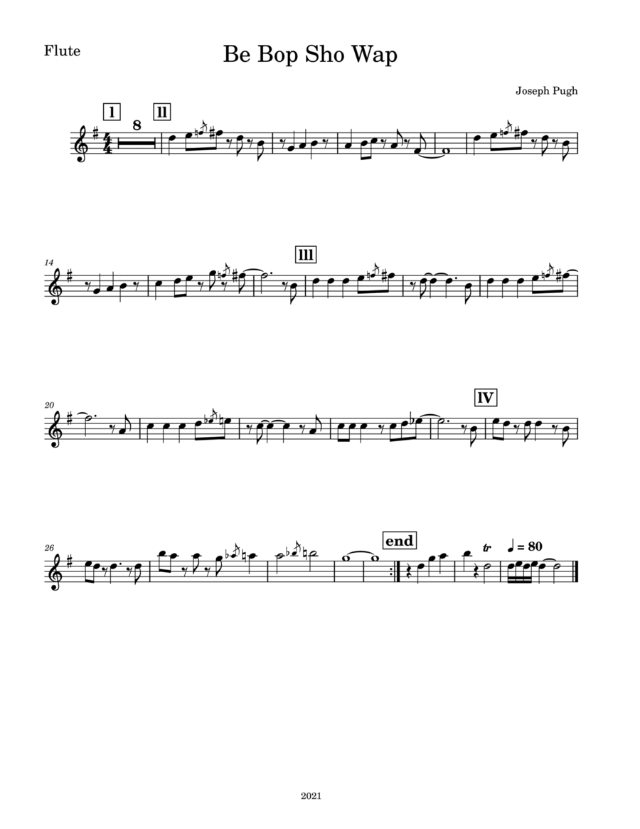 Be Bop Sho Wap(Flute Solo) Small Ensemble scores gallery preview page 1