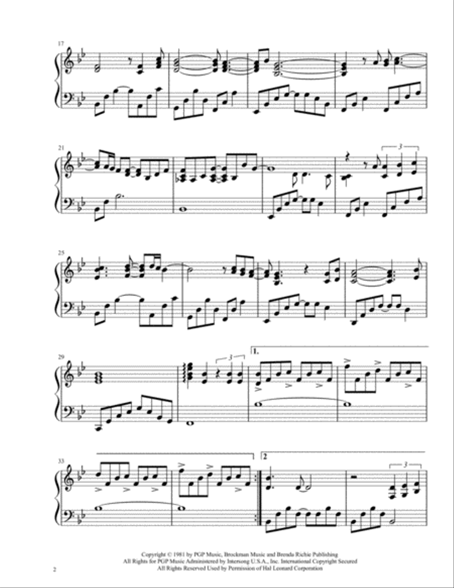 Endless Love Piano Solo scores gallery preview page 2