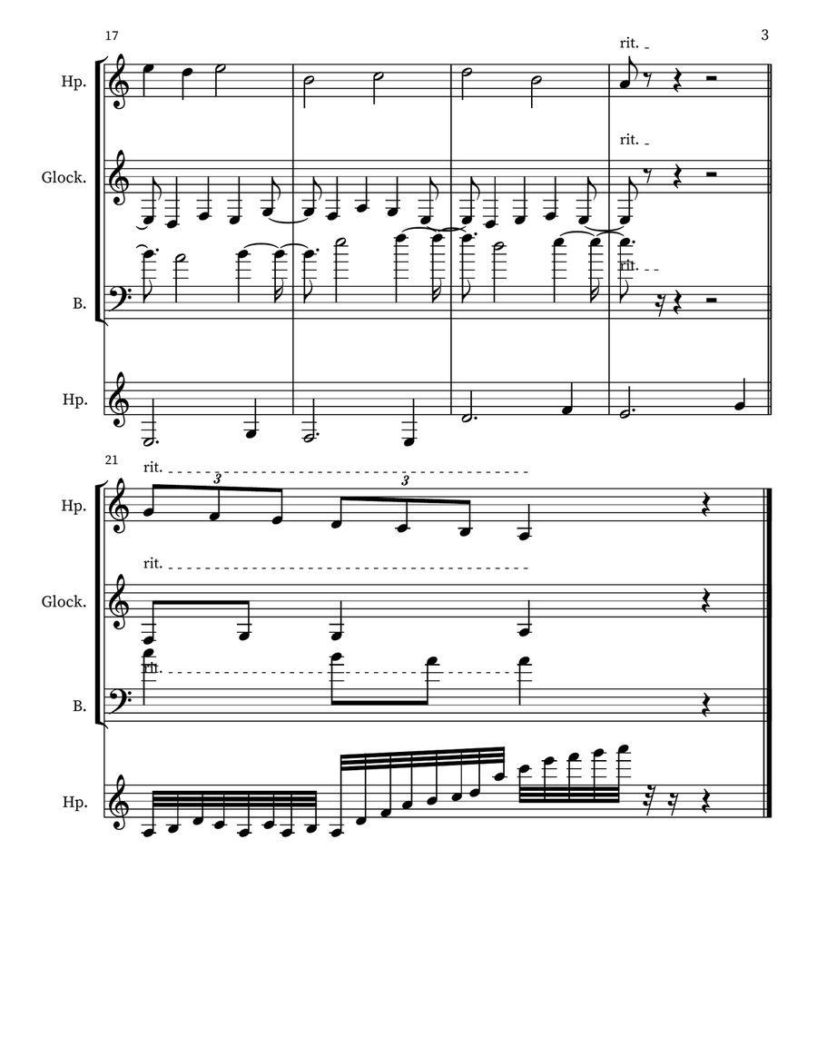 Z 232 for Harps, Glockenspiel, & Upright Bass Double Bass scores gallery preview page 3