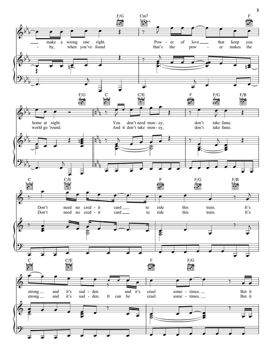 The Power Of Love Piano, Vocal, Guitar scores gallery preview page 3