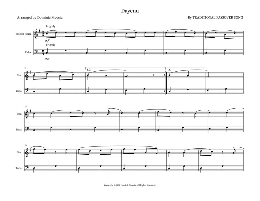 Dayenu Brass Duet scores gallery preview page 1