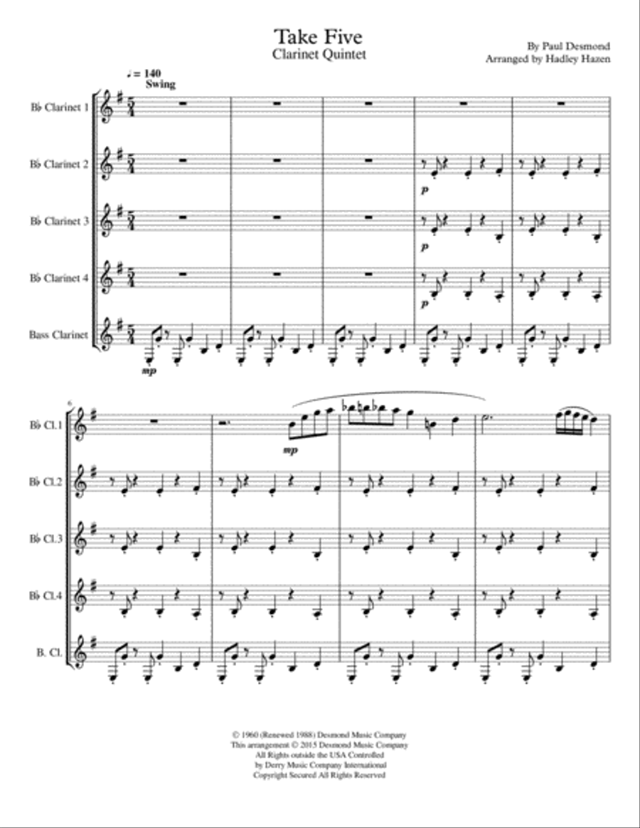 Take Five Woodwind Quintet scores gallery preview page 1