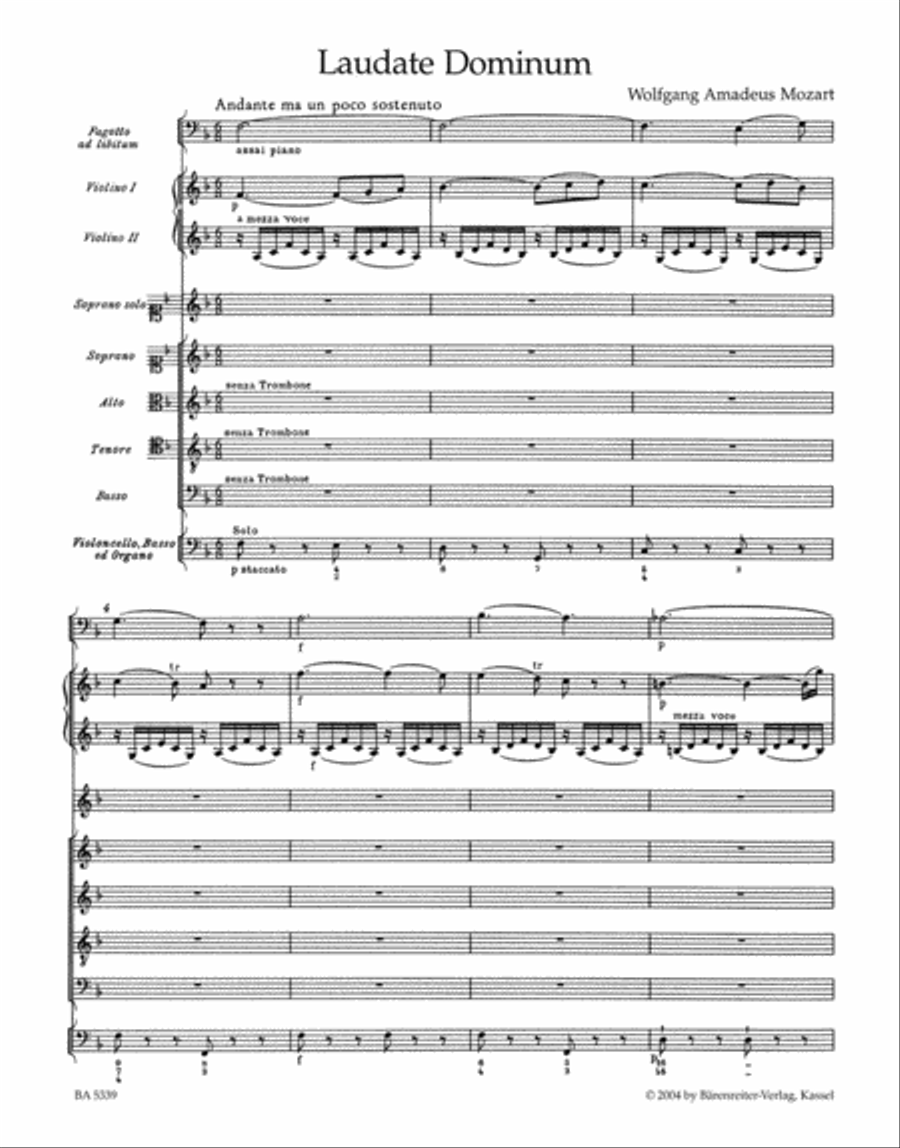 Laudate Dominum, KV 339 Laudate Dominum, KV 339 4-Part scores gallery preview page 2