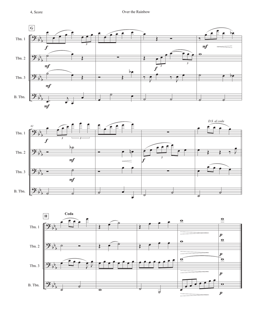 Over The Rainbow (from The Wizard Of Oz) Trombone Solo scores gallery preview page 4