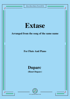 Book cover for Duparc-Extase,for Flute and Piano,for Violin and Piano
