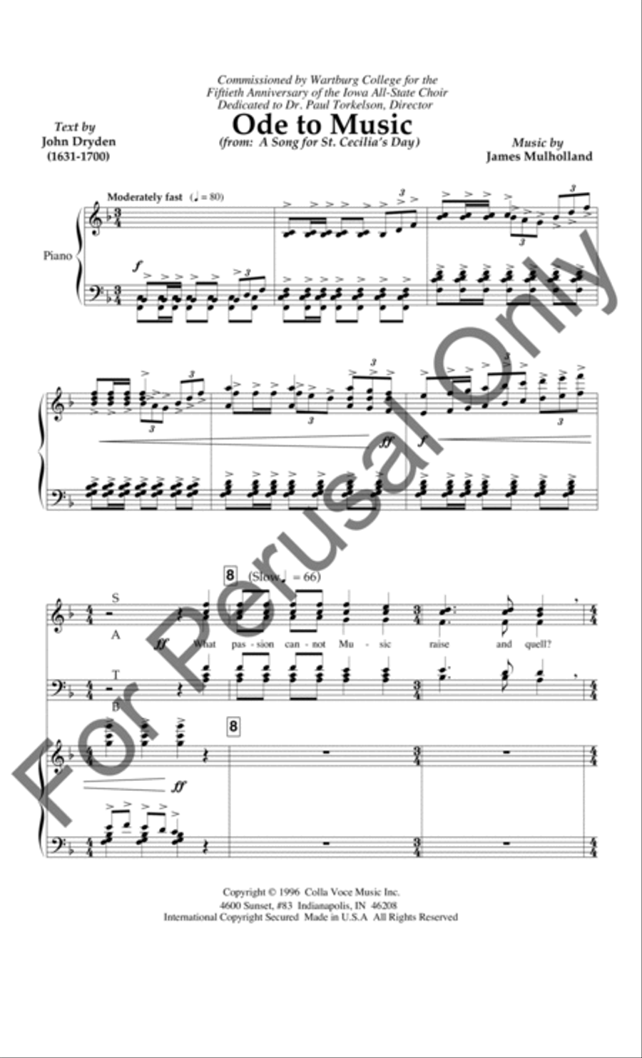 Ode To Music (Choral Score) 4-Part scores gallery preview page 2