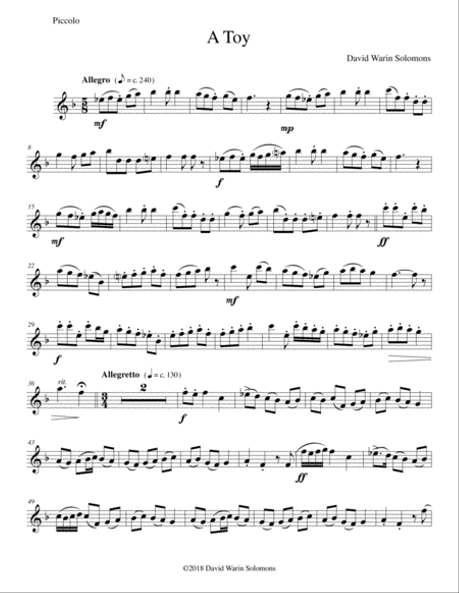 A Toy for piccolo, flute and alto flute Piccolo scores gallery preview page 6