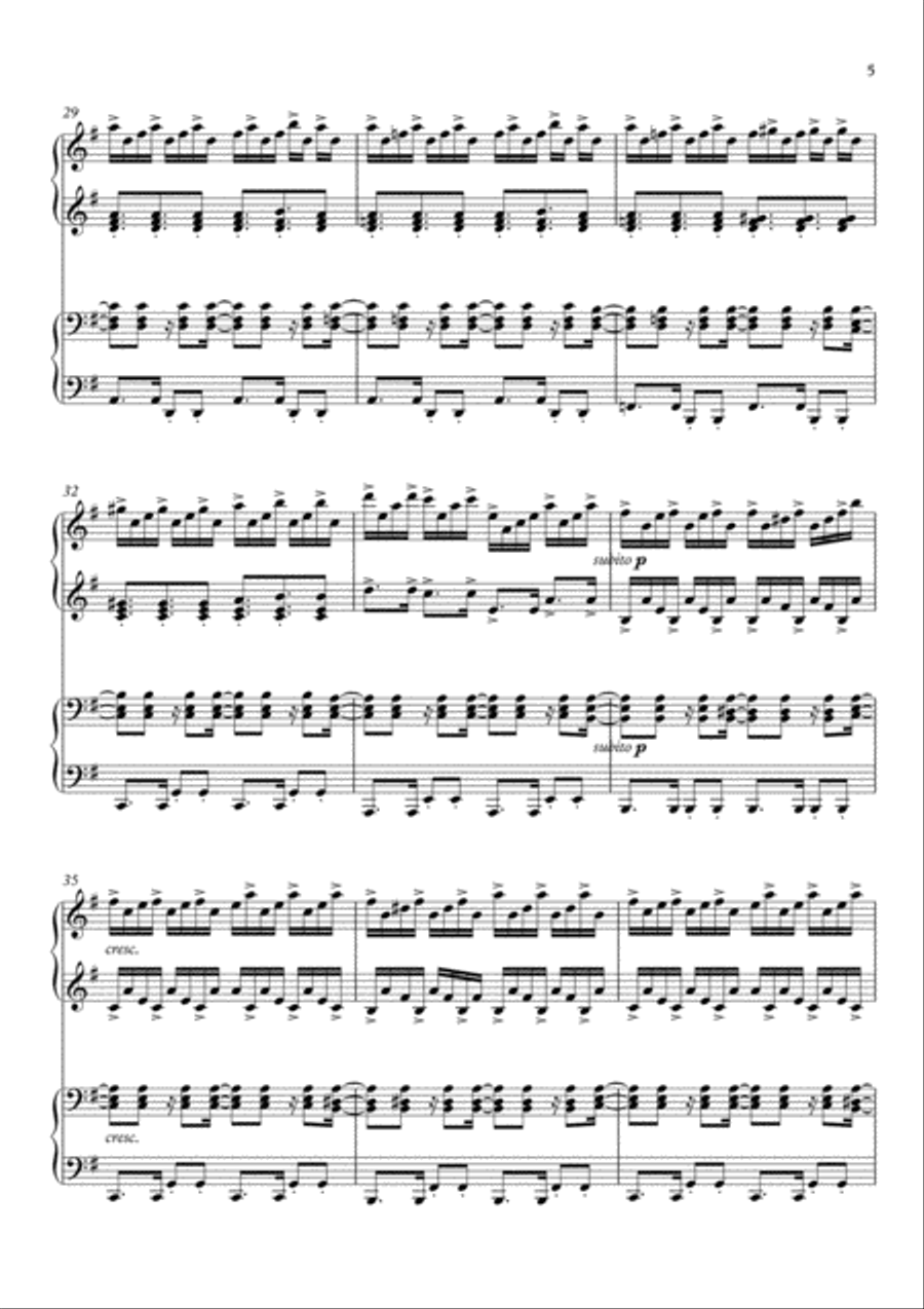 Chopin in Brazil, Samba Piano Duet based on Chopin's Prelude in E minor 1 Piano, 4-Hands scores gallery preview page 5