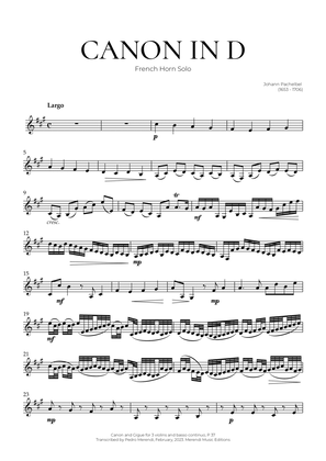 Canon in D (French Horn Solo) - Johann Pachelbel