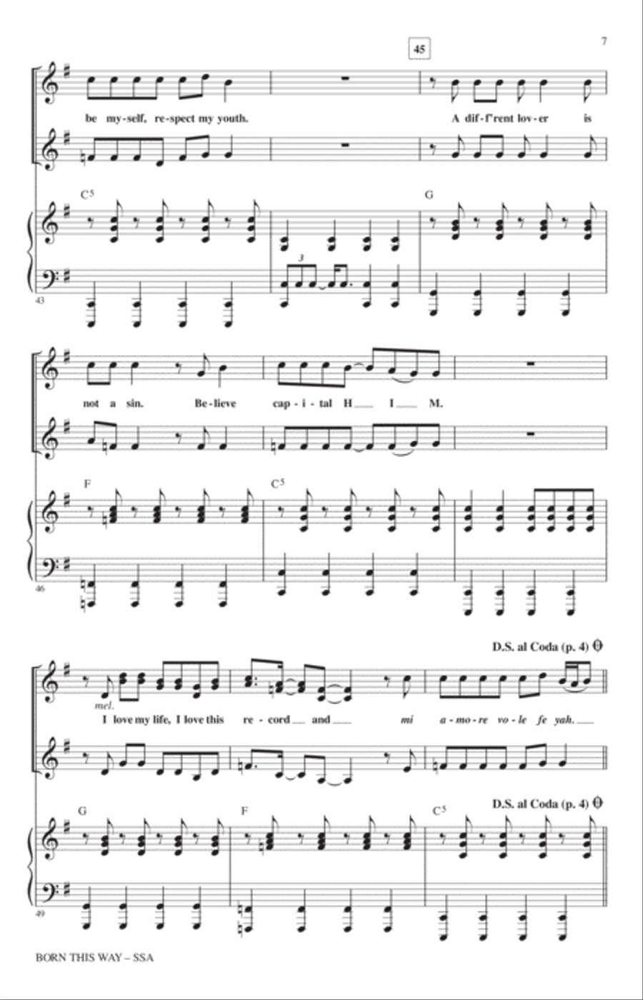 Born This Way SSA scores gallery preview page 6