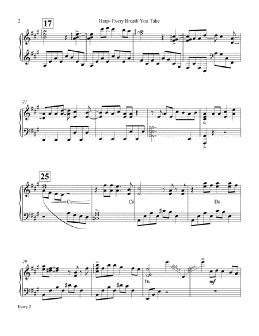 Every Breath You Take Every Breath You Take Harp scores gallery preview page 2