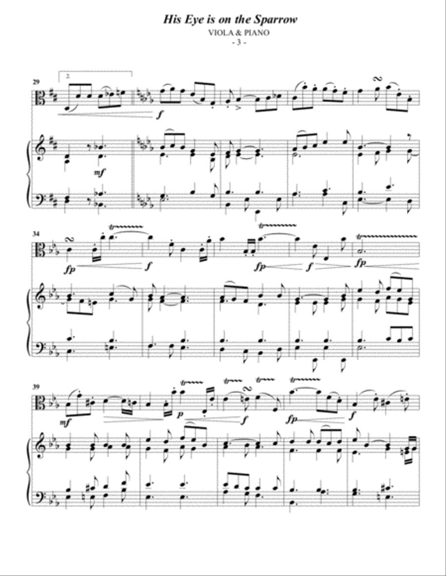 Gabriel: His Eye Is On The Sparrow for Viola & Piano Viola scores gallery preview page 3